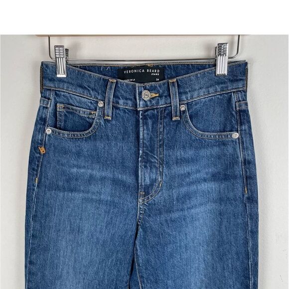Veronica Beard NEW Keane Long Straight Leg Jeans Size 24 Split Front $298 - Picture 13 of 14